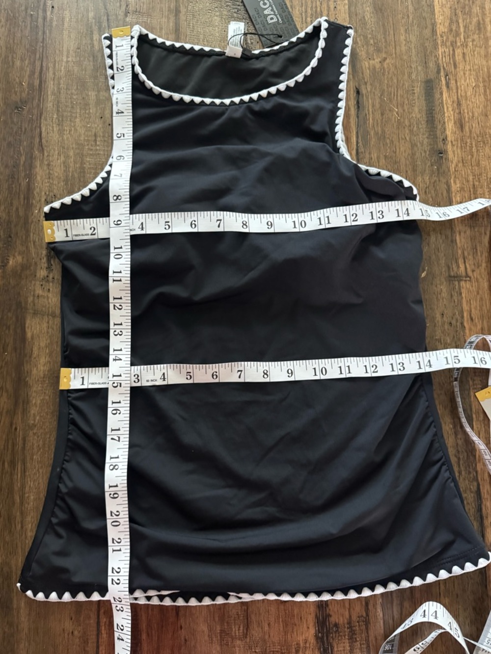 NWT Daci Black Tankini Top White Trim Scalloped Edge Size Small - Picture 12 of 13